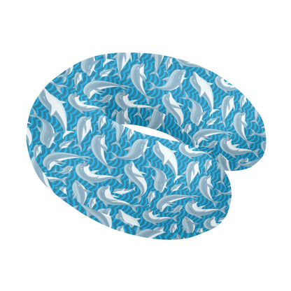 Dolphin Cute Print Pattern U-Shaped Travel Neck Pillow-JTAMIGO.COM