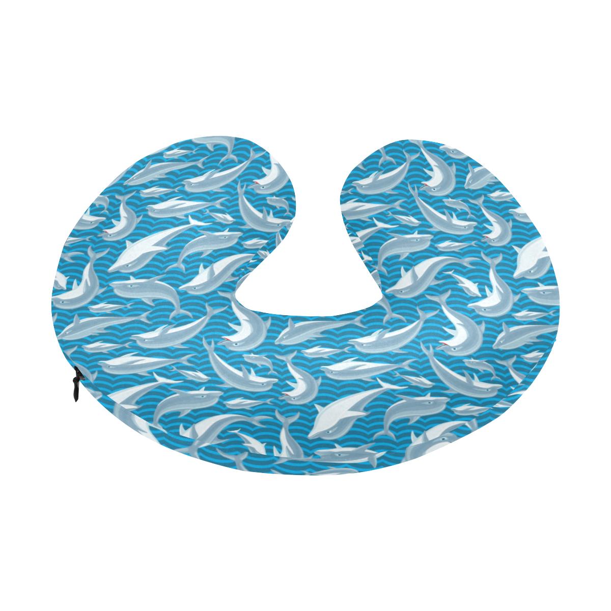 Dolphin Cute Print Pattern U-Shaped Travel Neck Pillow-JTAMIGO.COM
