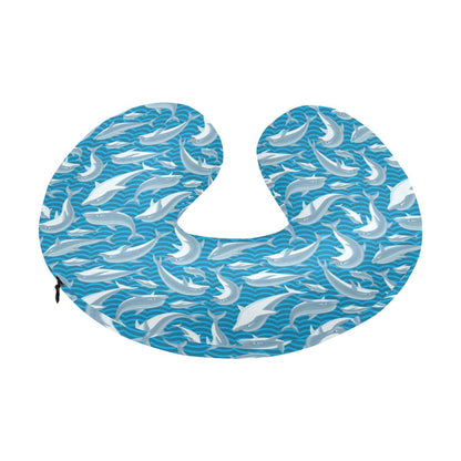 Dolphin Cute Print Pattern U-Shaped Travel Neck Pillow-JTAMIGO.COM