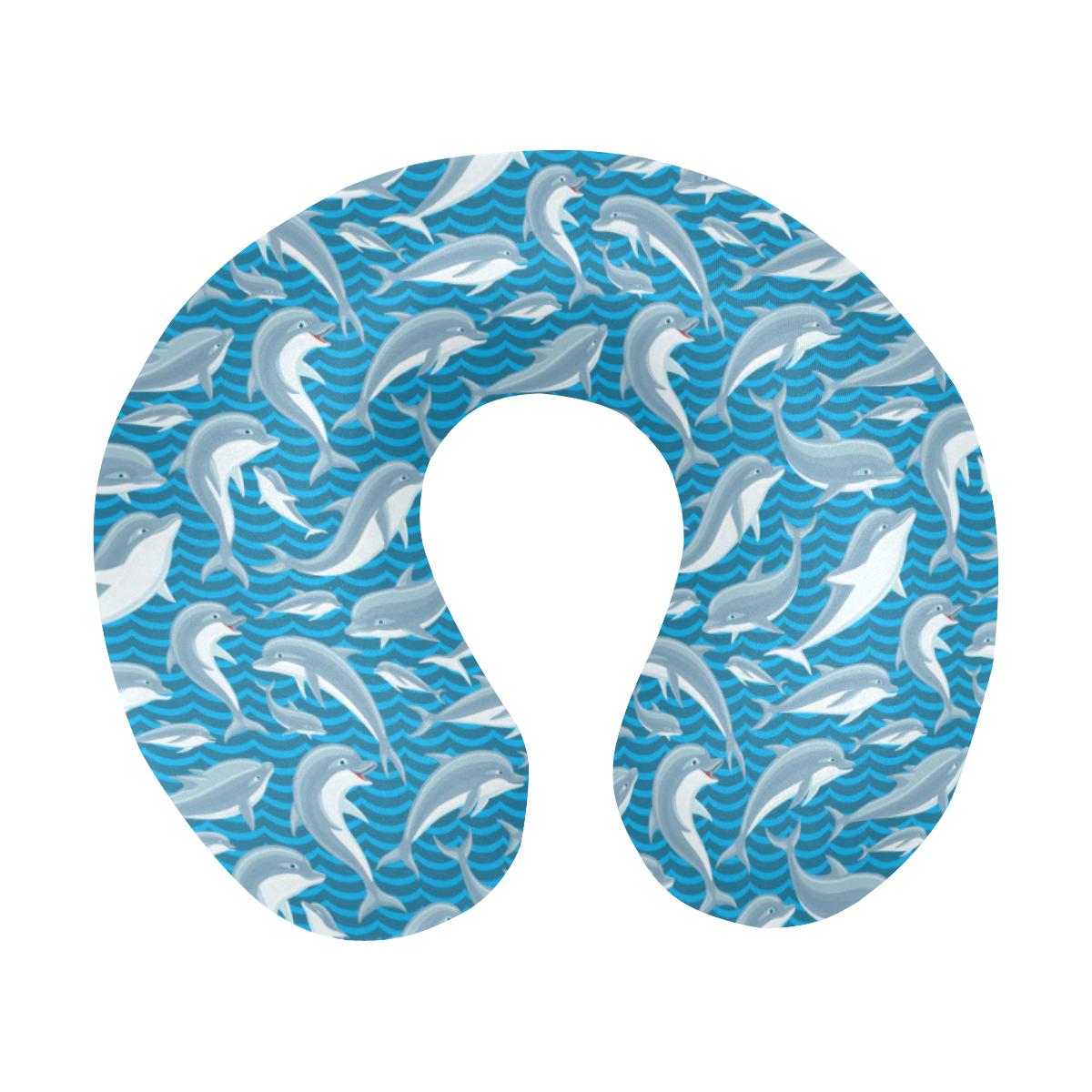 Dolphin Cute Print Pattern U-Shaped Travel Neck Pillow-JTAMIGO.COM