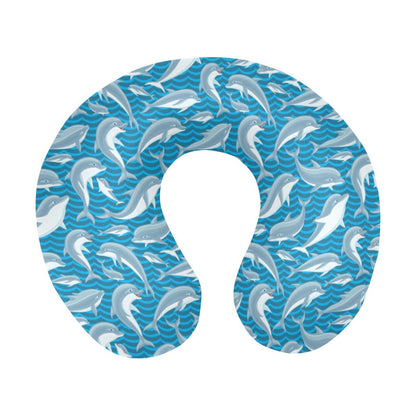 Dolphin Cute Print Pattern U-Shaped Travel Neck Pillow-JTAMIGO.COM