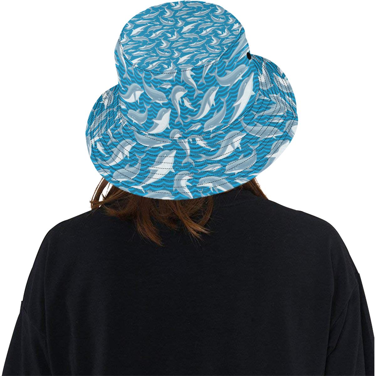 Dolphin Cute Print Pattern Unisex Bucket Hat