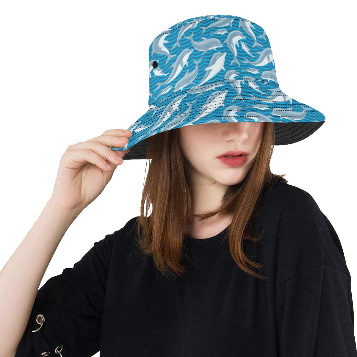 Dolphin Cute Print Pattern Unisex Bucket Hat
