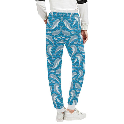Dolphin Cute Print Pattern Unisex Casual Sweatpants (Model L11)-JTAMIGO.COM