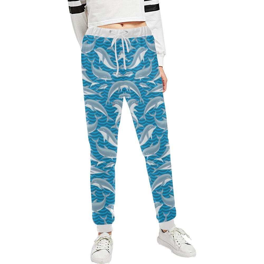 Dolphin Cute Print Pattern Unisex Casual Sweatpants (Model L11)-JTAMIGO.COM