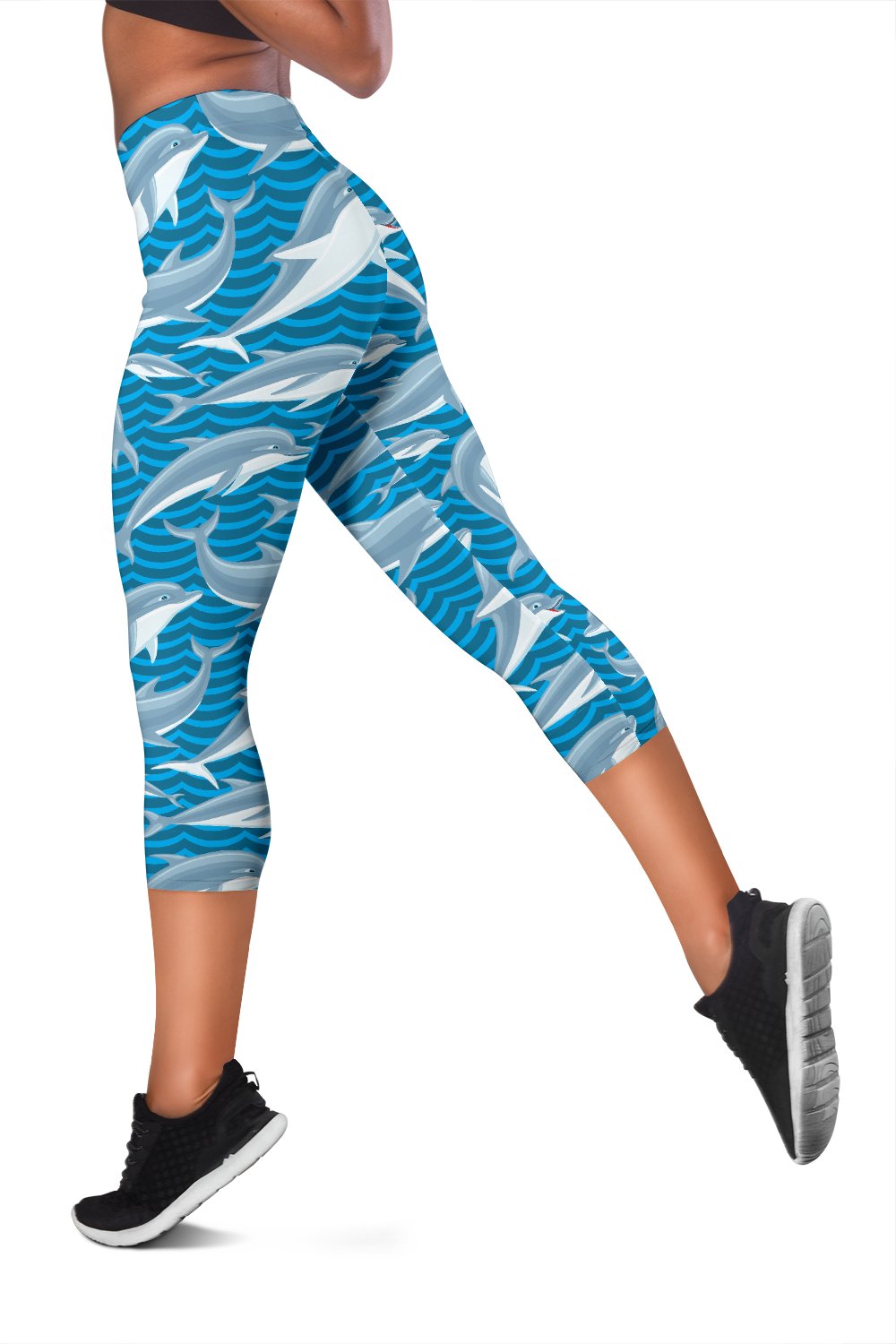 Dolphin Cute Print Pattern Women Capris