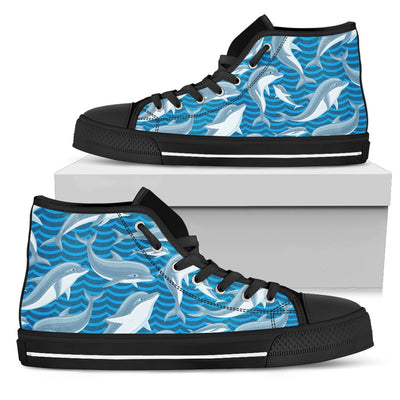 Dolphin Cute Print Pattern Women High Top Shoes