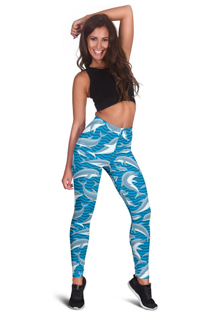 Dolphin Cute Print Pattern Women Leggings