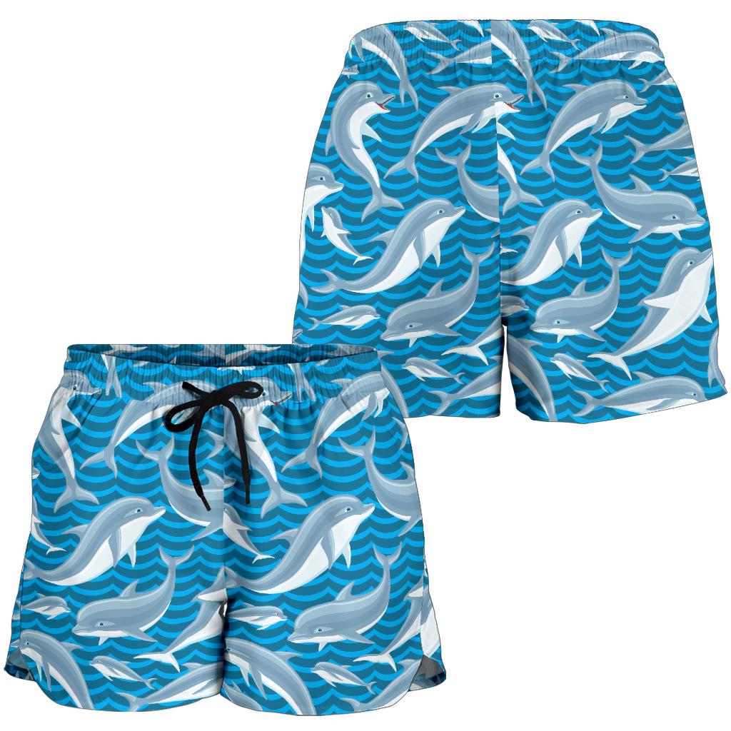 Dolphin Cute Print Pattern Women Shorts-JTAMIGO.COM