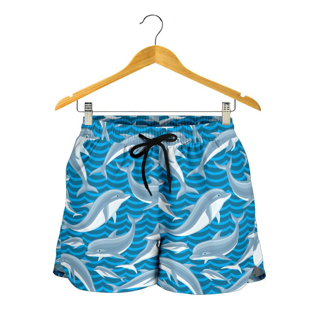 Dolphin Cute Print Pattern Women Shorts-JTAMIGO.COM