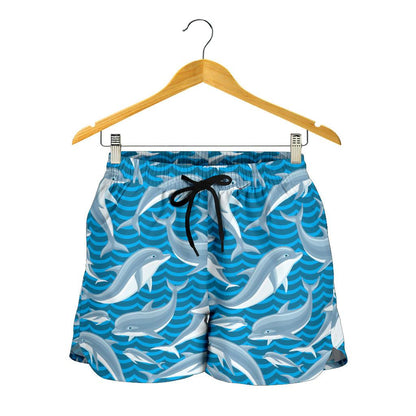 Dolphin Cute Print Pattern Women Shorts-JTAMIGO.COM