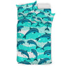 Dolphin Design Print Pattern Duvet Cover Bedding Set