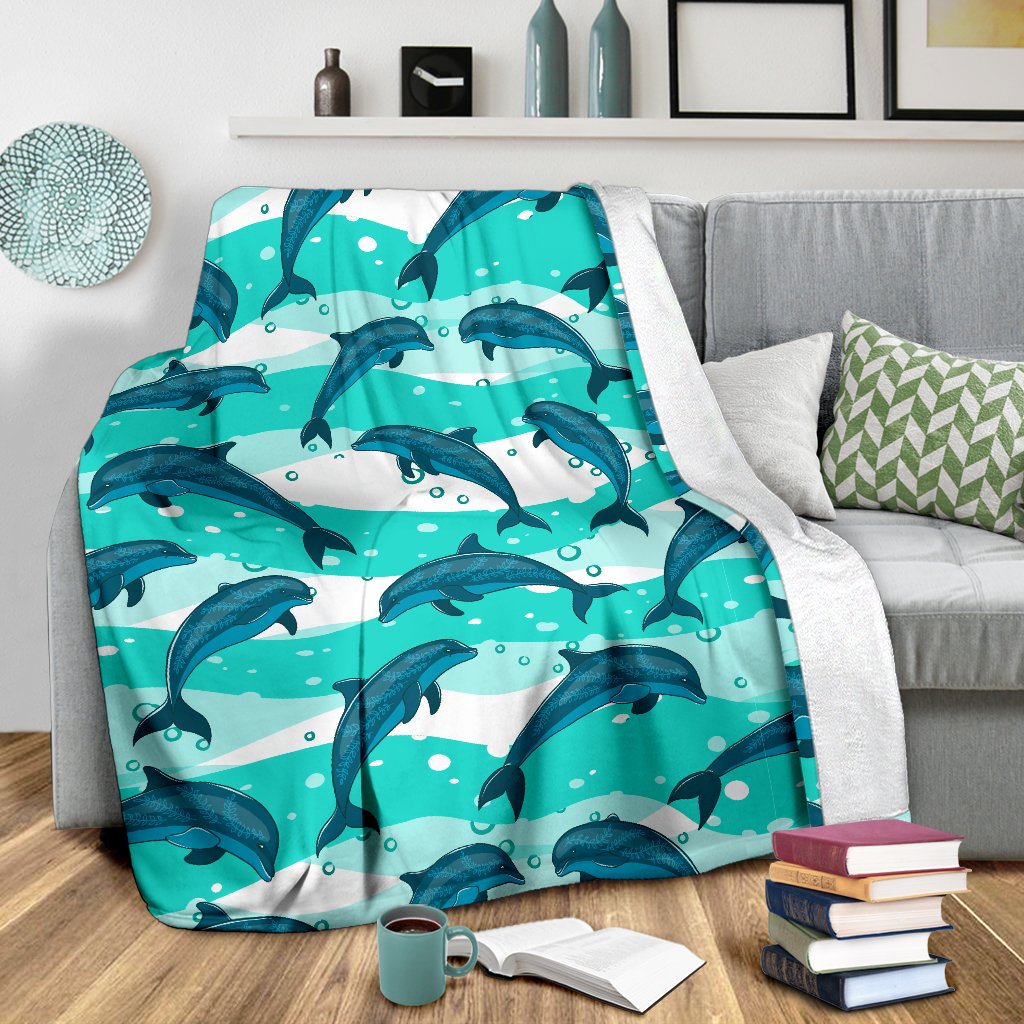 Dolphin Design Print Pattern Fleece Blanket