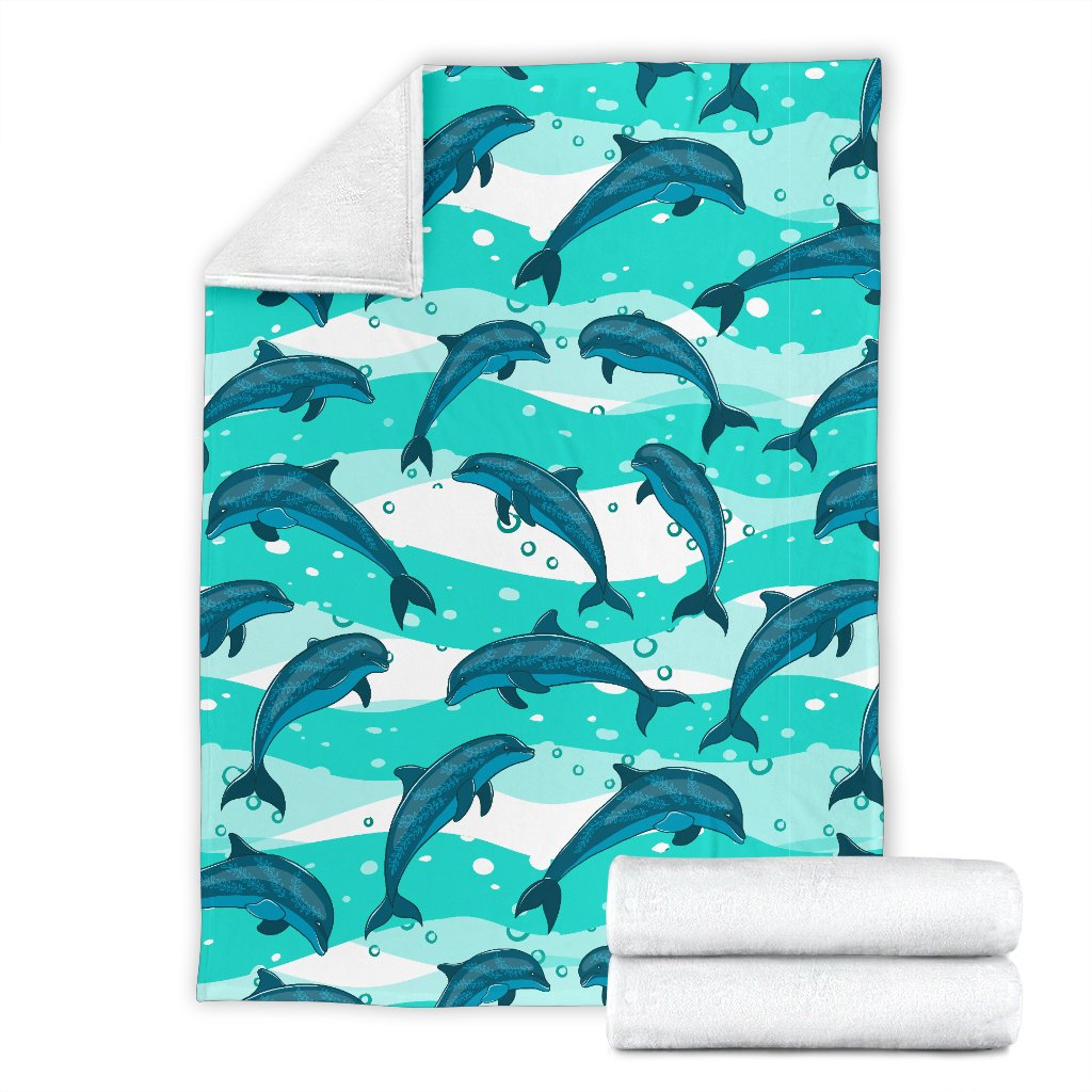 Dolphin Design Print Pattern Fleece Blanket