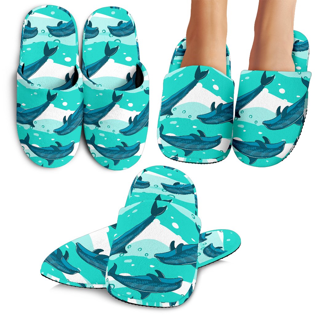 Dolphin Design Print Pattern House Slippers