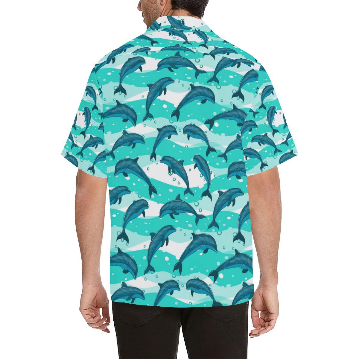 Dolphin Design Print Pattern Men Aloha Hawaiian Shirt