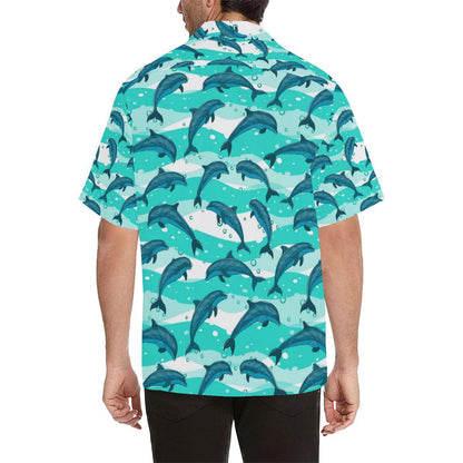 Dolphin Design Print Pattern Men Aloha Hawaiian Shirt