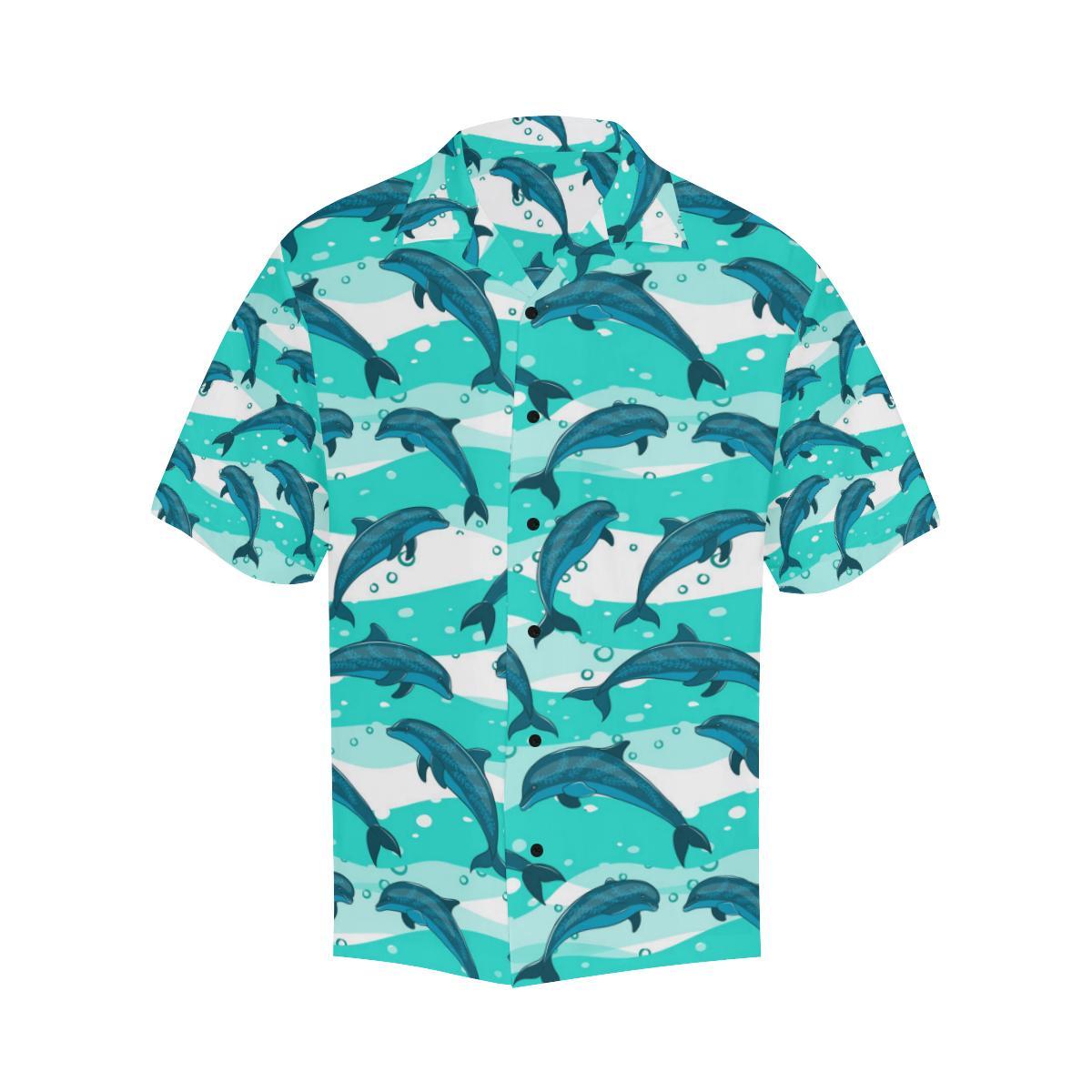 Dolphin Design Print Pattern Men Aloha Hawaiian Shirt