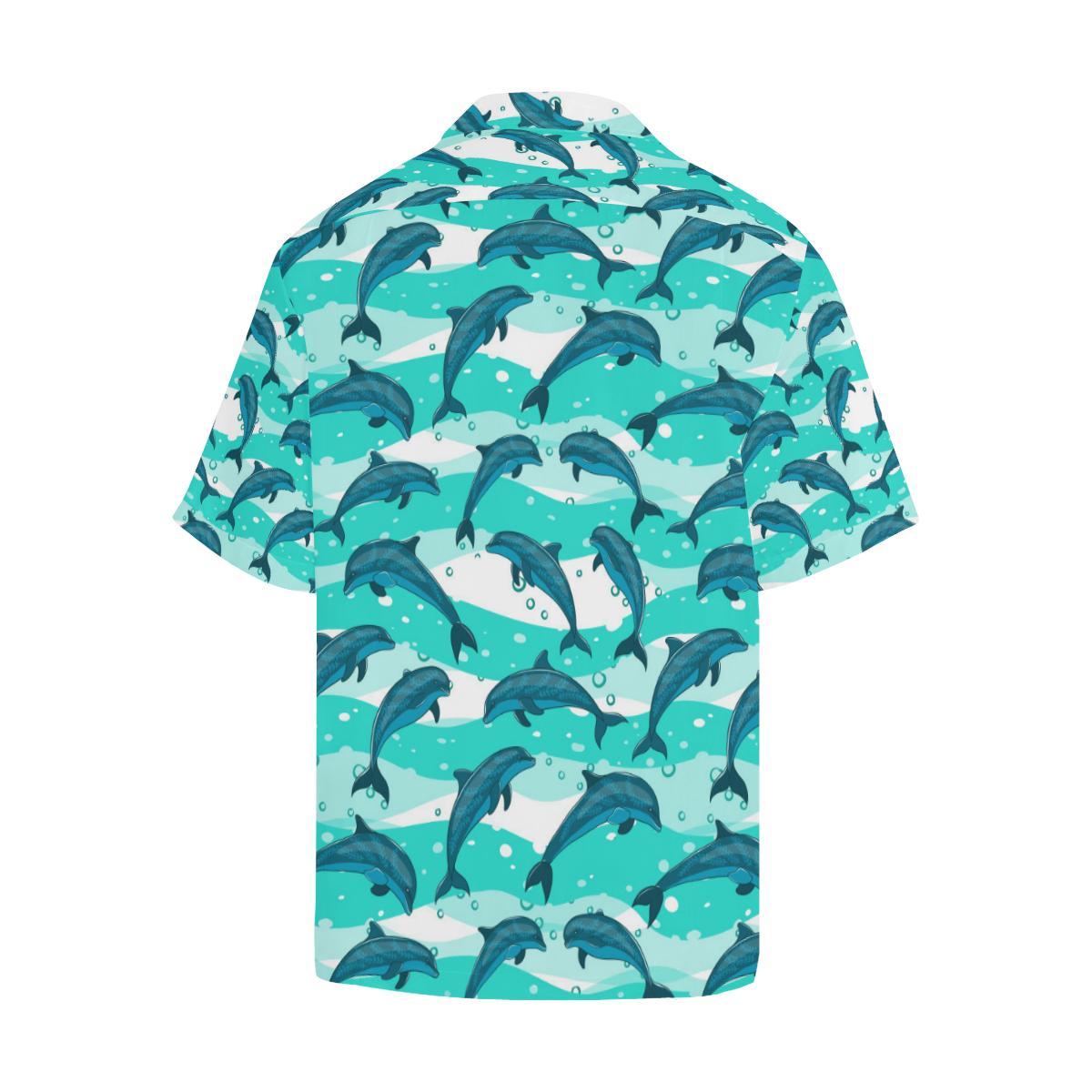Dolphin Design Print Pattern Men Aloha Hawaiian Shirt