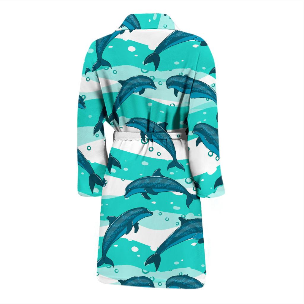 Dolphin Design Print Pattern Men Bath Robe-JTAMIGO.COM