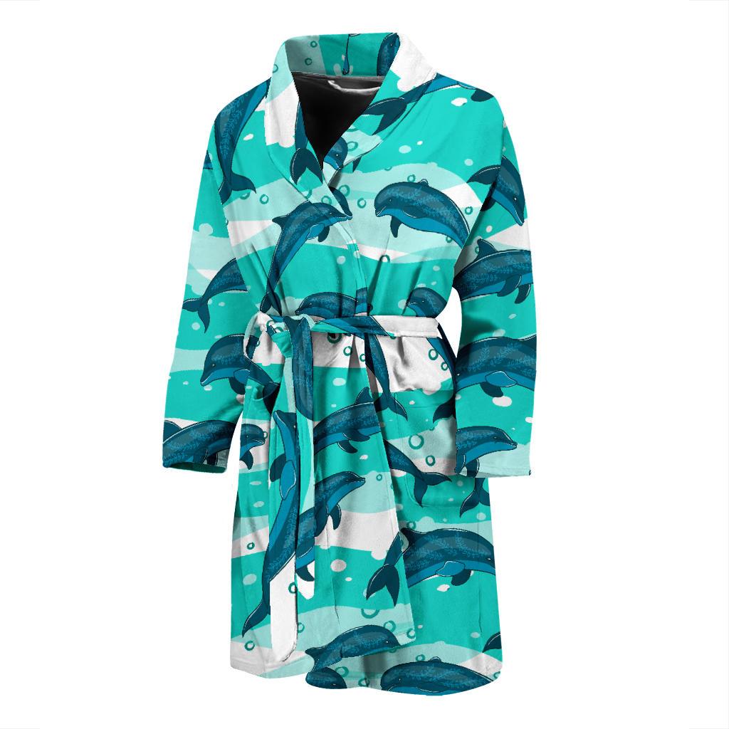 Dolphin Design Print Pattern Men Bath Robe-JTAMIGO.COM