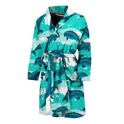 Dolphin Design Print Pattern Men Bath Robe-JTAMIGO.COM