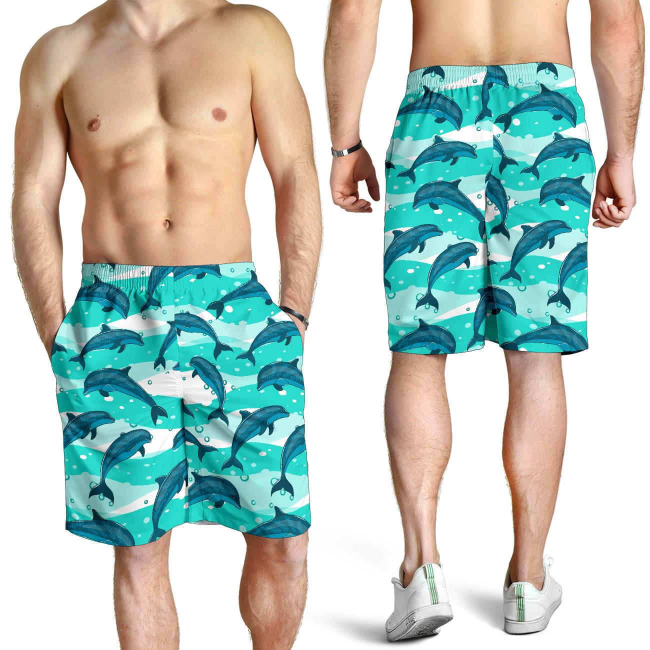 Dolphin Design Print Pattern Mens Shorts-JTAMIGO.COM