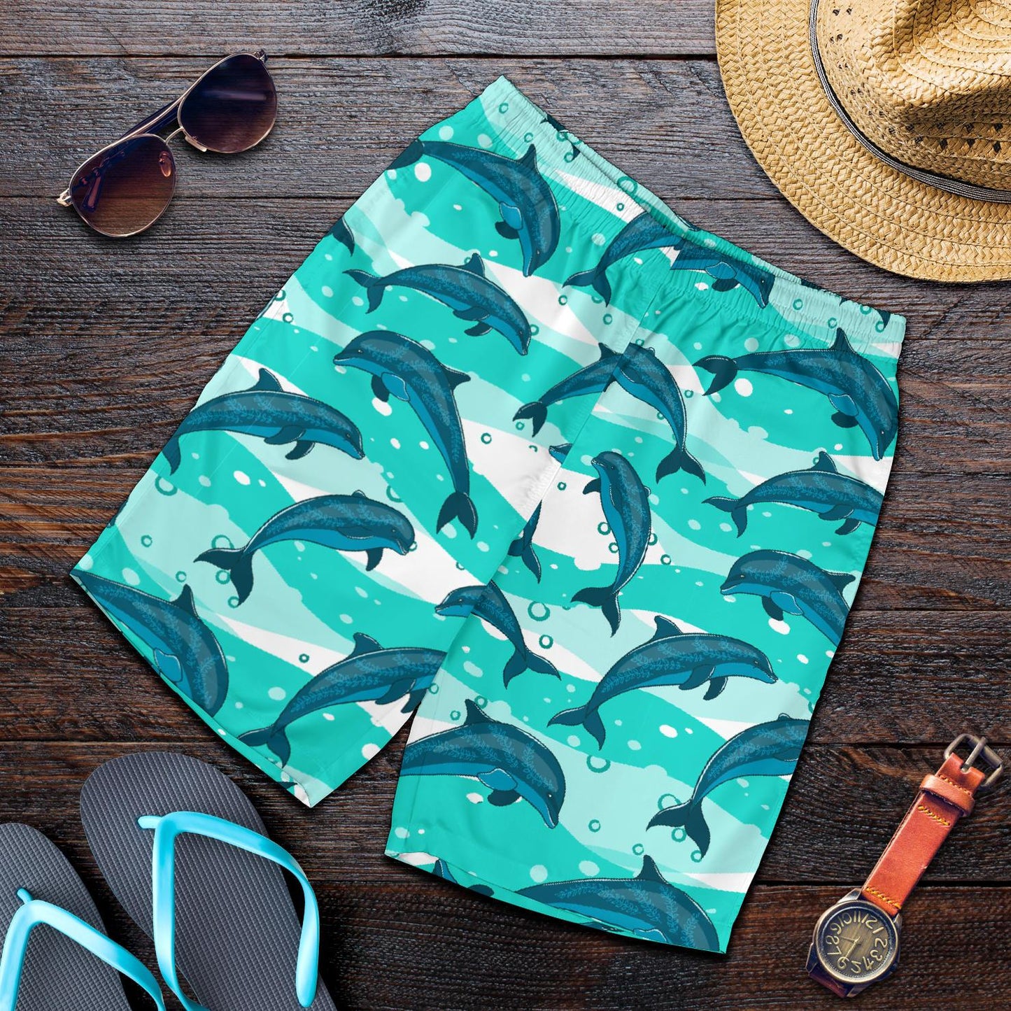 Dolphin Design Print Pattern Mens Shorts-JTAMIGO.COM