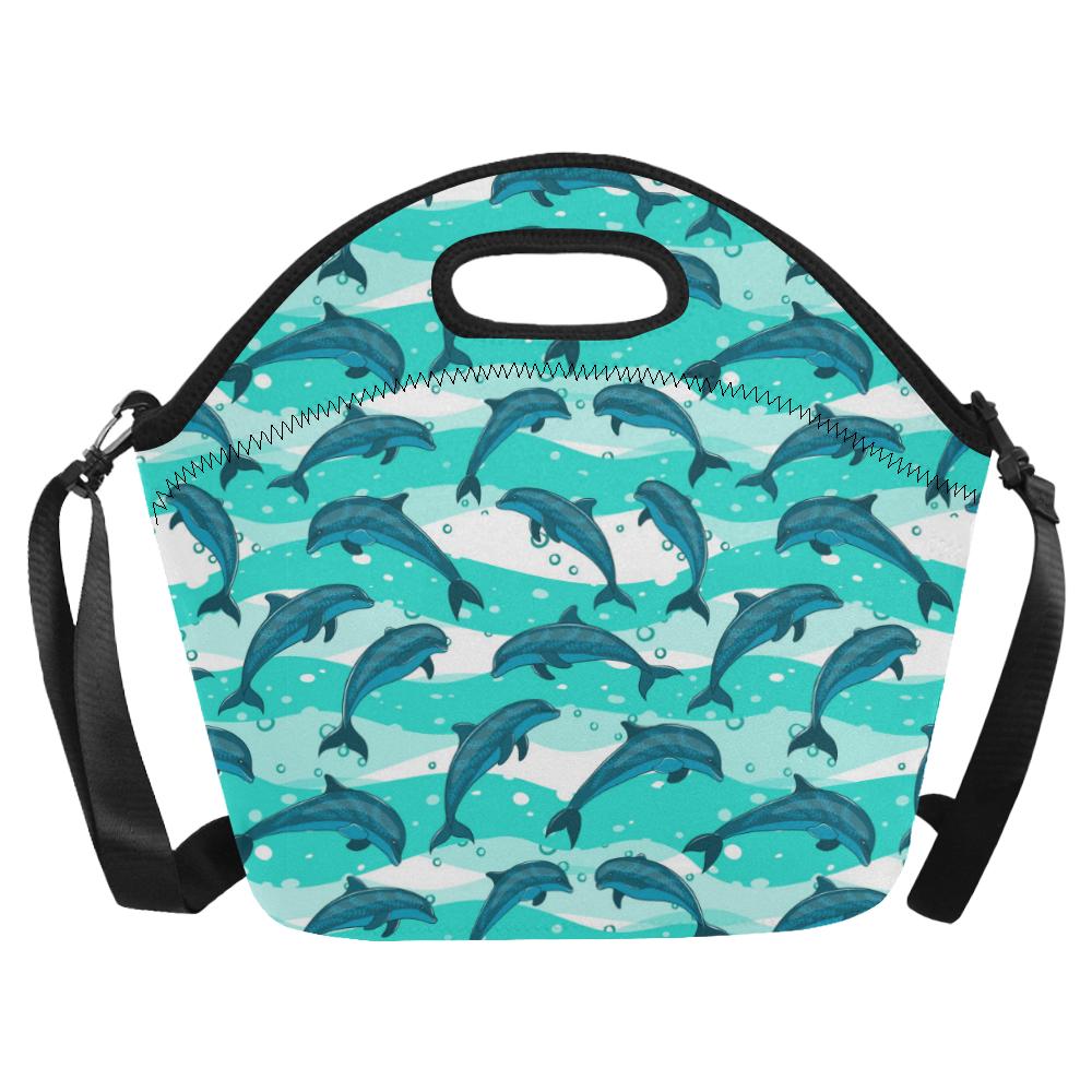 Dolphin Design Print Pattern Neoprene Lunch Bag (Model 1669)(Large)-JTAMIGO.COM