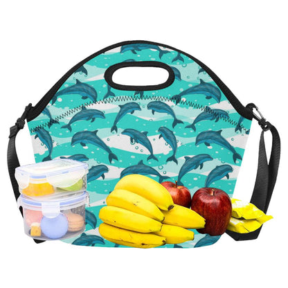 Dolphin Design Print Pattern Neoprene Lunch Bag (Model 1669)(Large)-JTAMIGO.COM