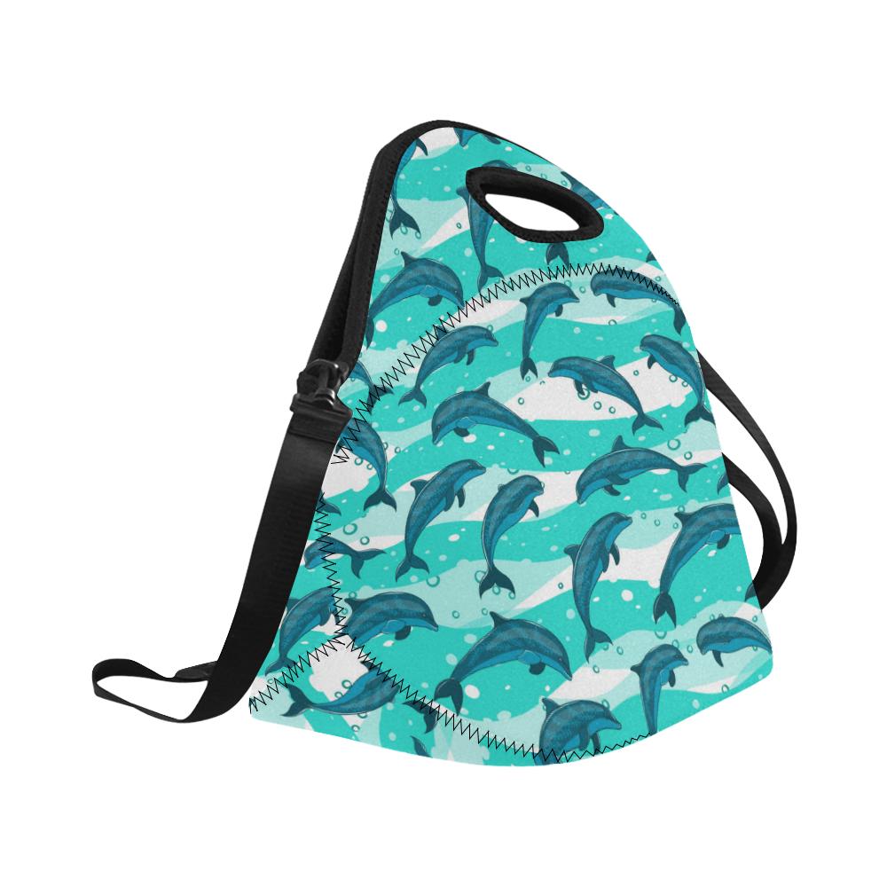 Dolphin Design Print Pattern Neoprene Lunch Bag (Model 1669)(Large)-JTAMIGO.COM