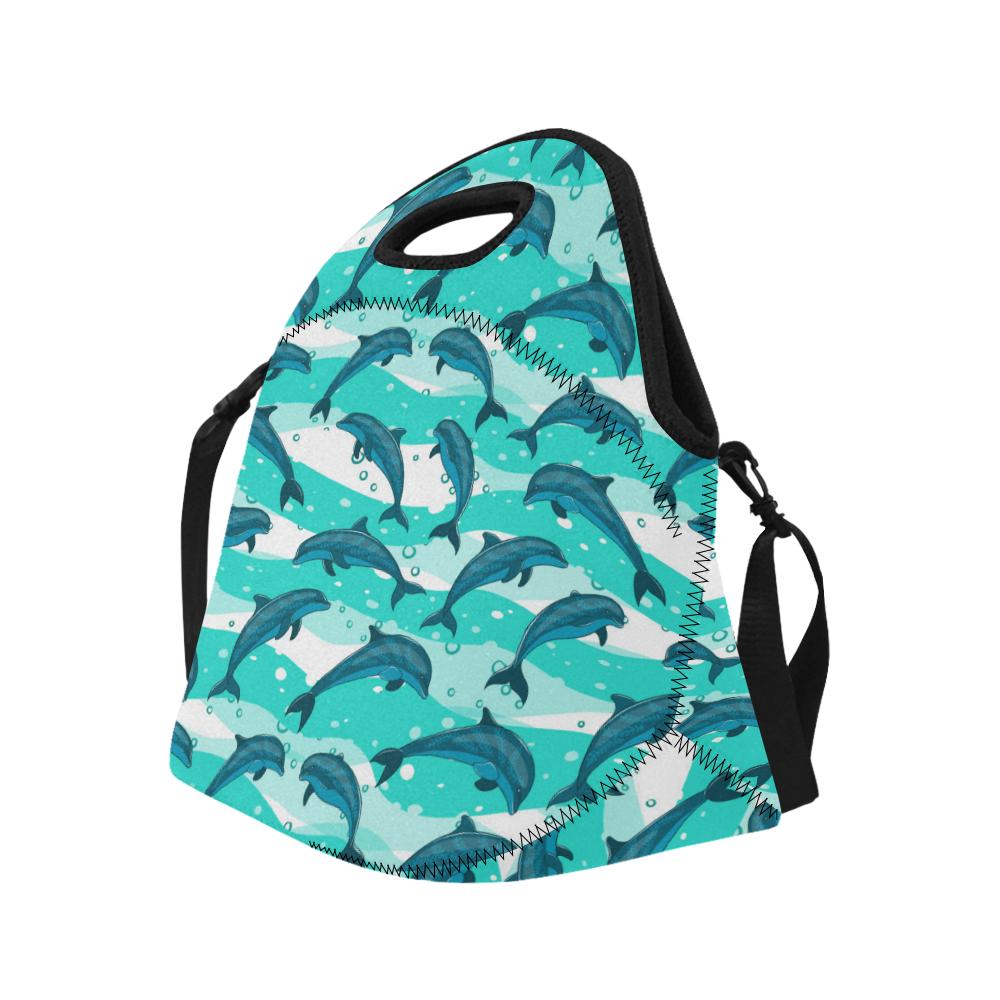 Dolphin Design Print Pattern Neoprene Lunch Bag (Model 1669)(Large)-JTAMIGO.COM