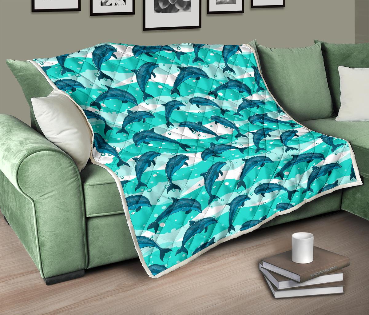 Dolphin Design Print Pattern Premium Quilt-JTAMIGO.COM