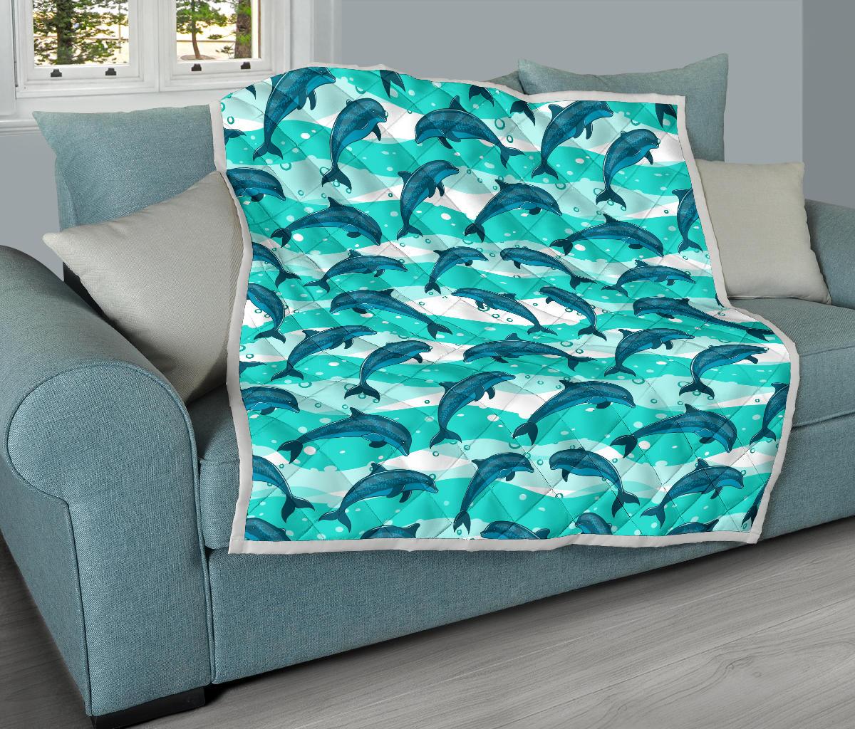 Dolphin Design Print Pattern Premium Quilt-JTAMIGO.COM