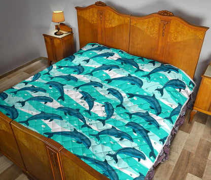 Dolphin Design Print Pattern Premium Quilt-JTAMIGO.COM