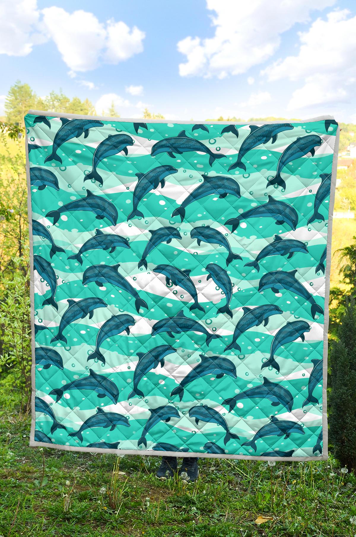 Dolphin Design Print Pattern Premium Quilt-JTAMIGO.COM