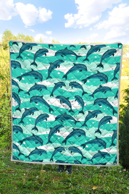 Dolphin Design Print Pattern Premium Quilt-JTAMIGO.COM