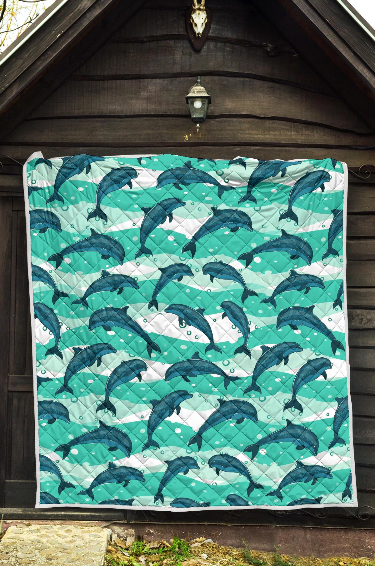 Dolphin Design Print Pattern Premium Quilt-JTAMIGO.COM