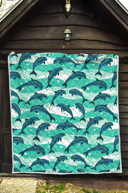Dolphin Design Print Pattern Premium Quilt-JTAMIGO.COM