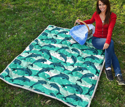 Dolphin Design Print Pattern Premium Quilt-JTAMIGO.COM