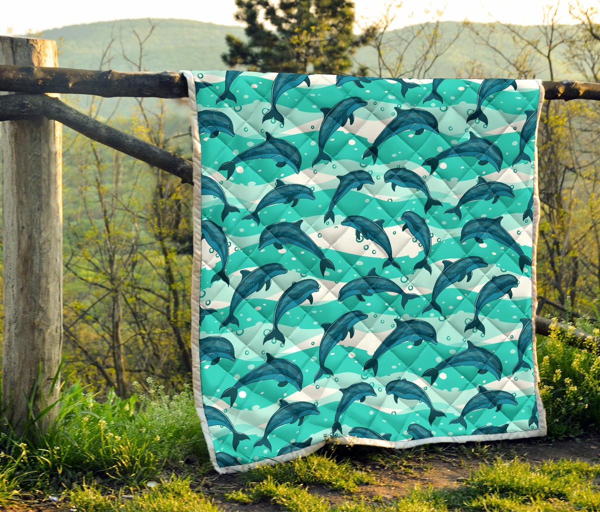 Dolphin Design Print Pattern Premium Quilt-JTAMIGO.COM