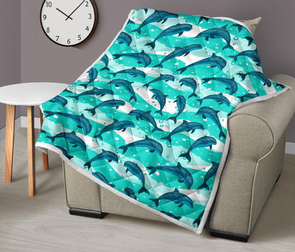 Dolphin Design Print Pattern Premium Quilt-JTAMIGO.COM