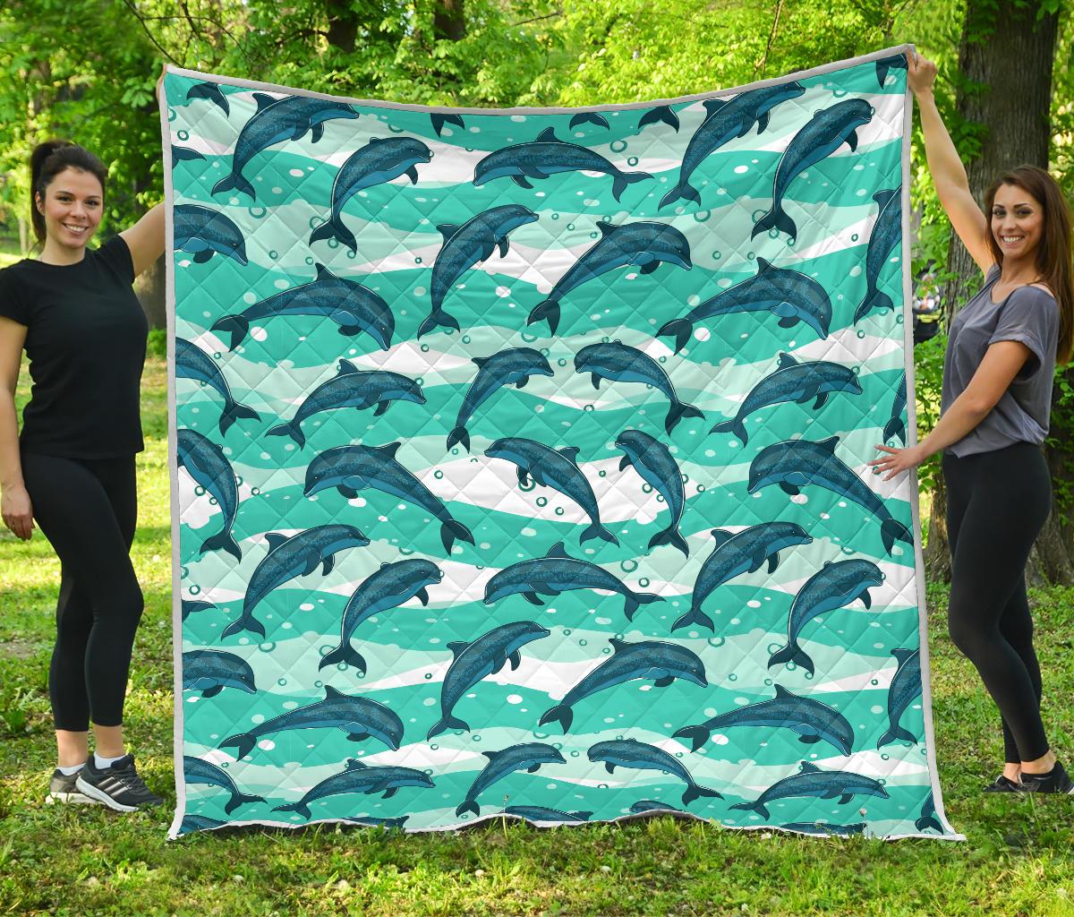 Dolphin Design Print Pattern Premium Quilt-JTAMIGO.COM