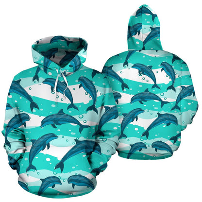 Dolphin Design Print Pattern Pullover Hoodie