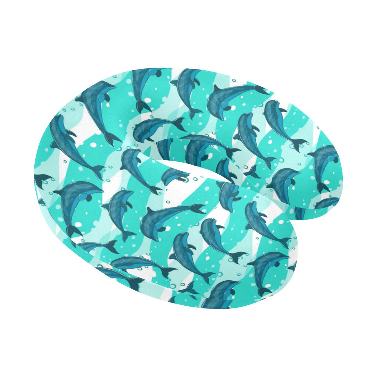 Dolphin Design Print Pattern U-Shaped Travel Neck Pillow-JTAMIGO.COM