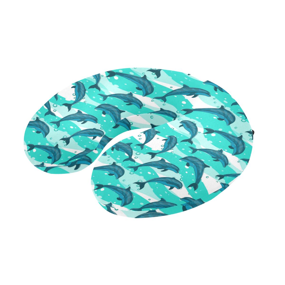 Dolphin Design Print Pattern U-Shaped Travel Neck Pillow-JTAMIGO.COM
