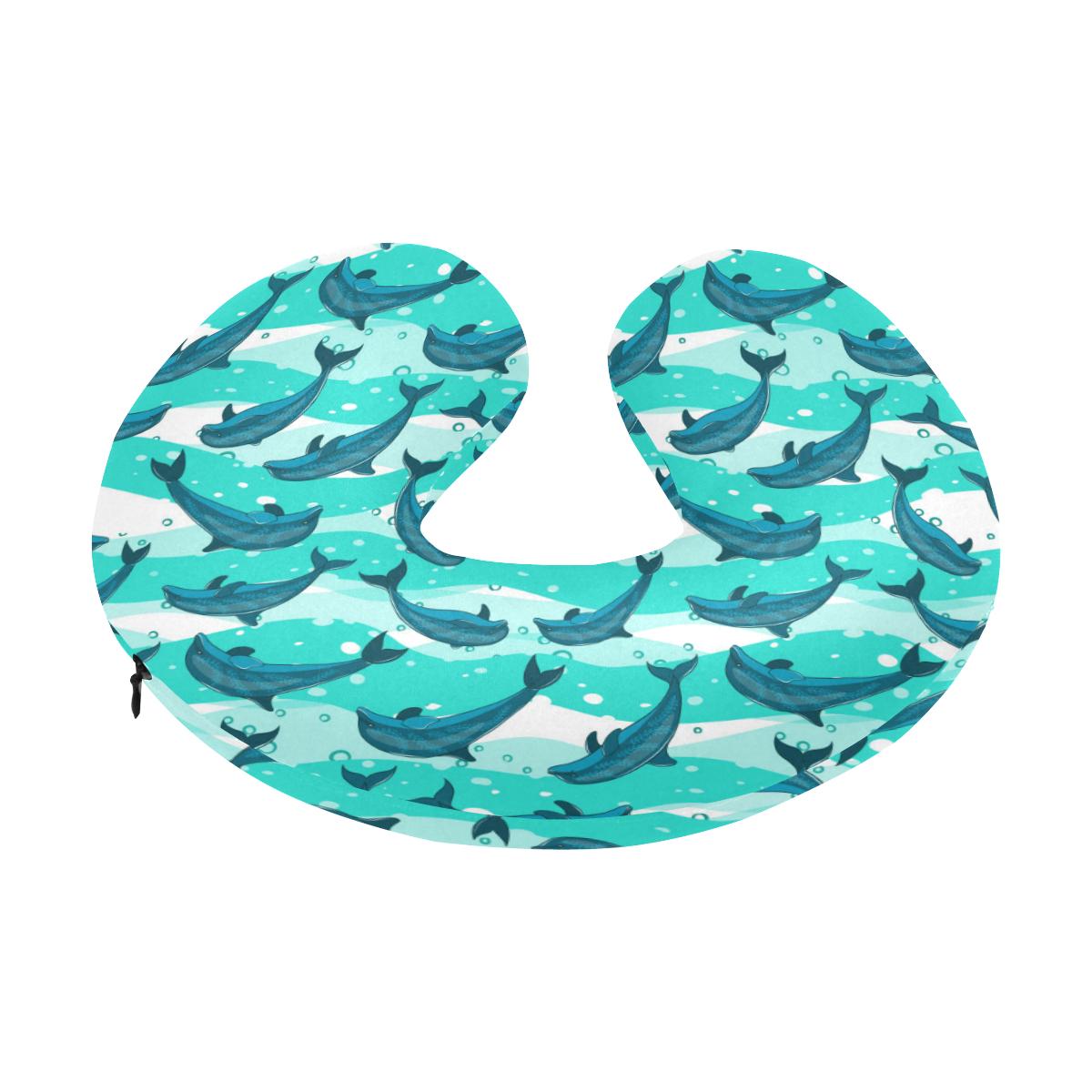 Dolphin Design Print Pattern U-Shaped Travel Neck Pillow-JTAMIGO.COM