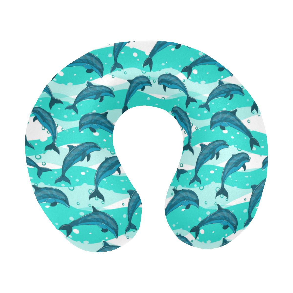 Dolphin Design Print Pattern U-Shaped Travel Neck Pillow-JTAMIGO.COM