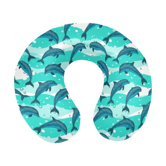Dolphin Design Print Pattern U-Shaped Travel Neck Pillow-JTAMIGO.COM