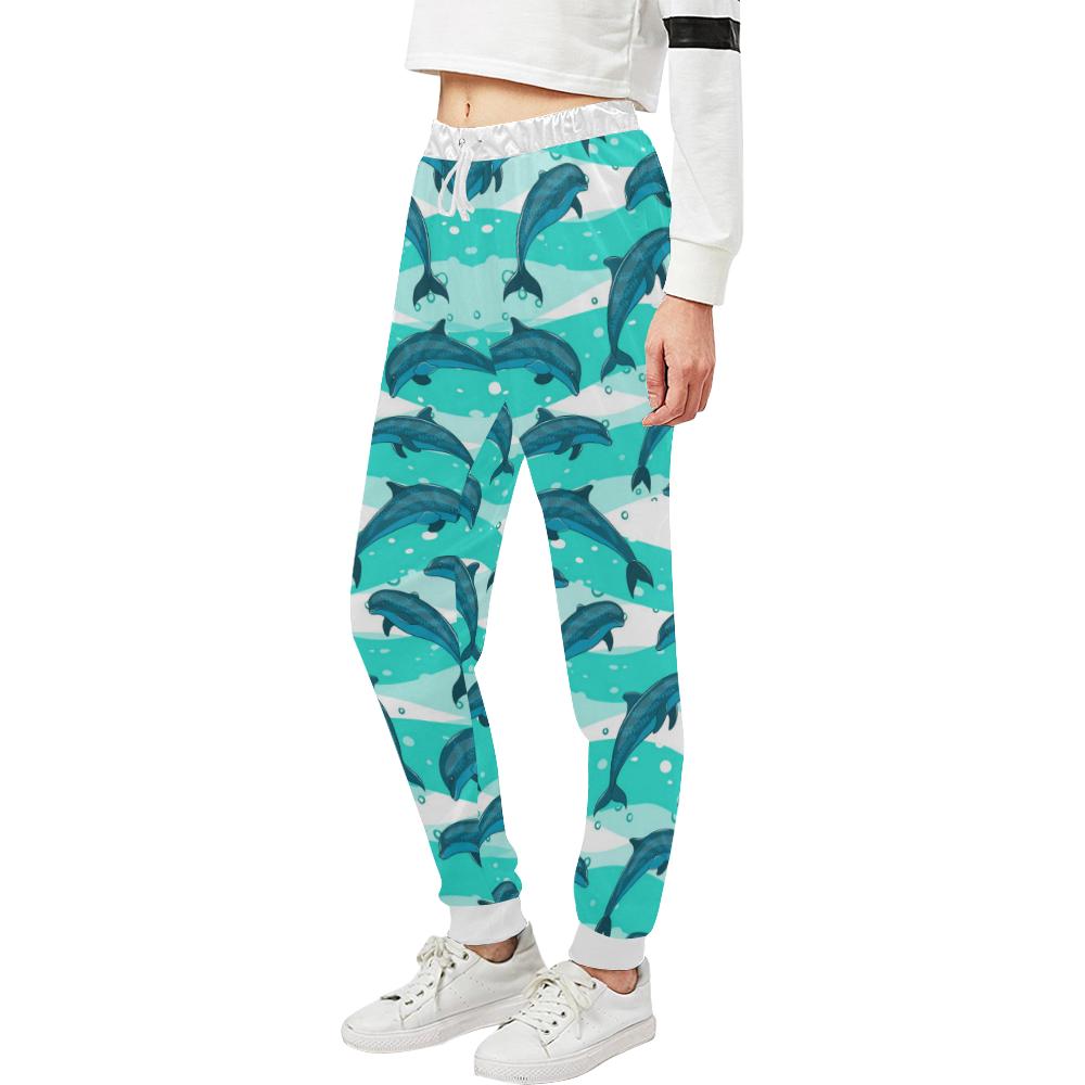 Dolphin Design Print Pattern Unisex Casual Sweatpants (Model L11)-JTAMIGO.COM